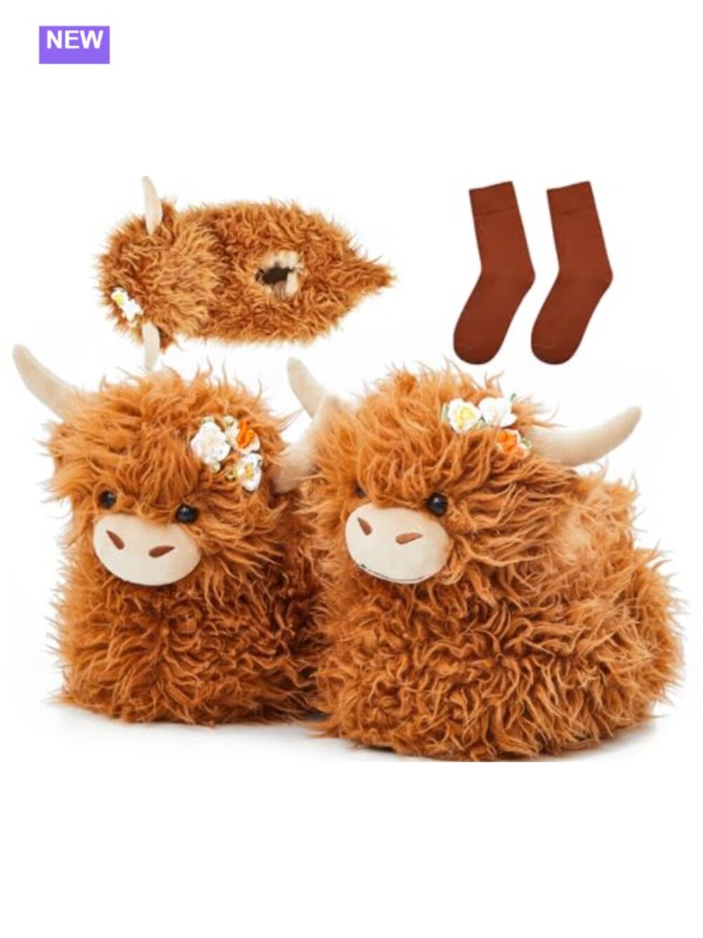 Highland Cow Plush Slippers Cute Animal House Shoes
